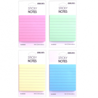 DELI STICKY NOTEPAD WITH LINES 76X76MM 100 SHEETS