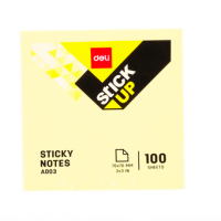 DELI YELLOW STICKY NOTEPAD 76X76MM 100 SHEETS